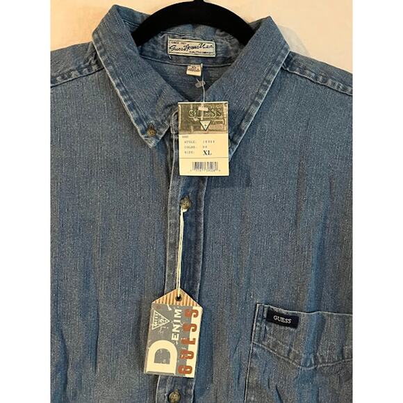 Vintage NWT GUESS Jeans USA Shirt Mens Denim 80s Size XL - Picture 3 of 6